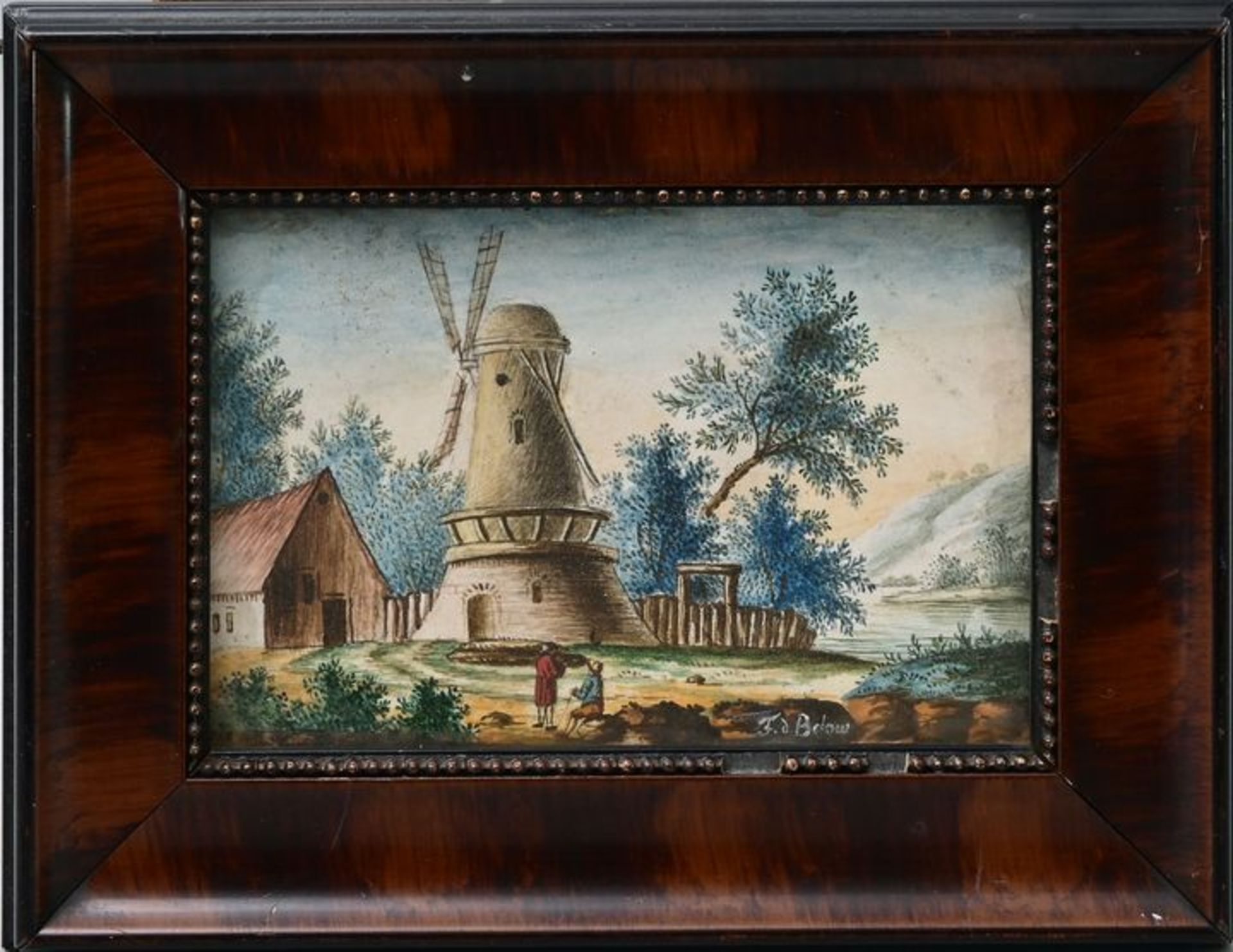 F. d. Below, Holländische Szene / water colour, dutch landscape - Image 2 of 4