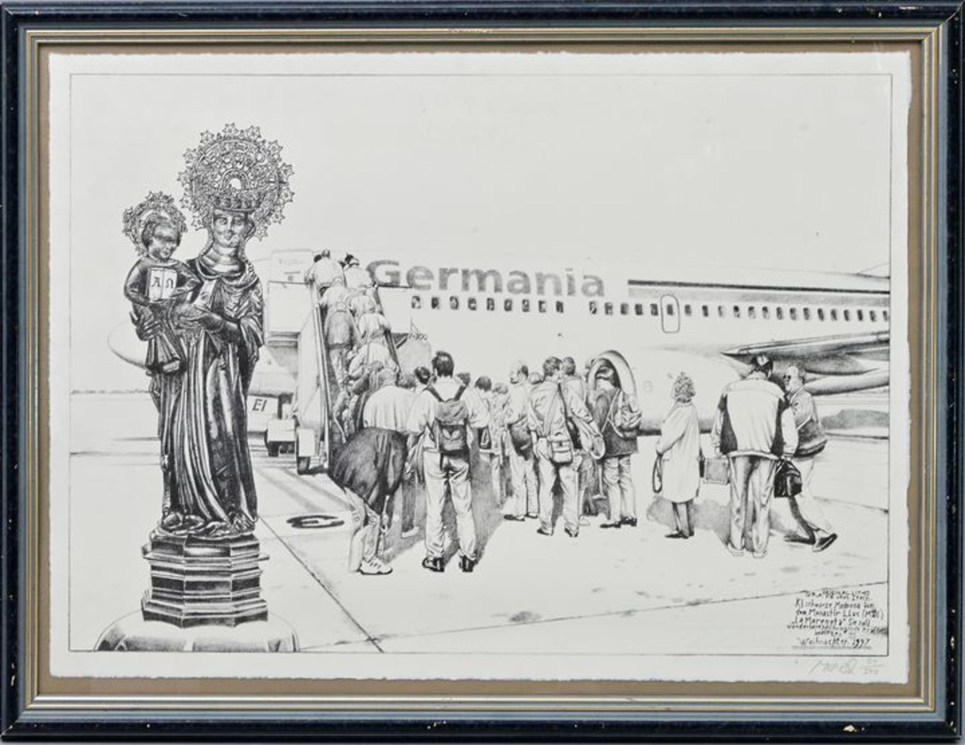 Satirische Lithografie / Satiric lithograph - Image 4 of 5