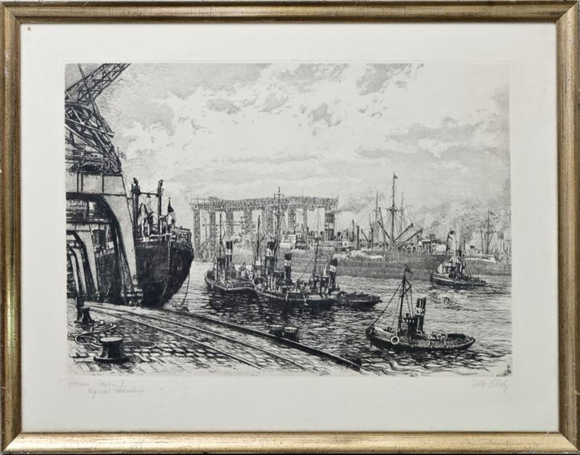 Scholz, Willy, Bremer Hafen / etching - Image 5 of 7