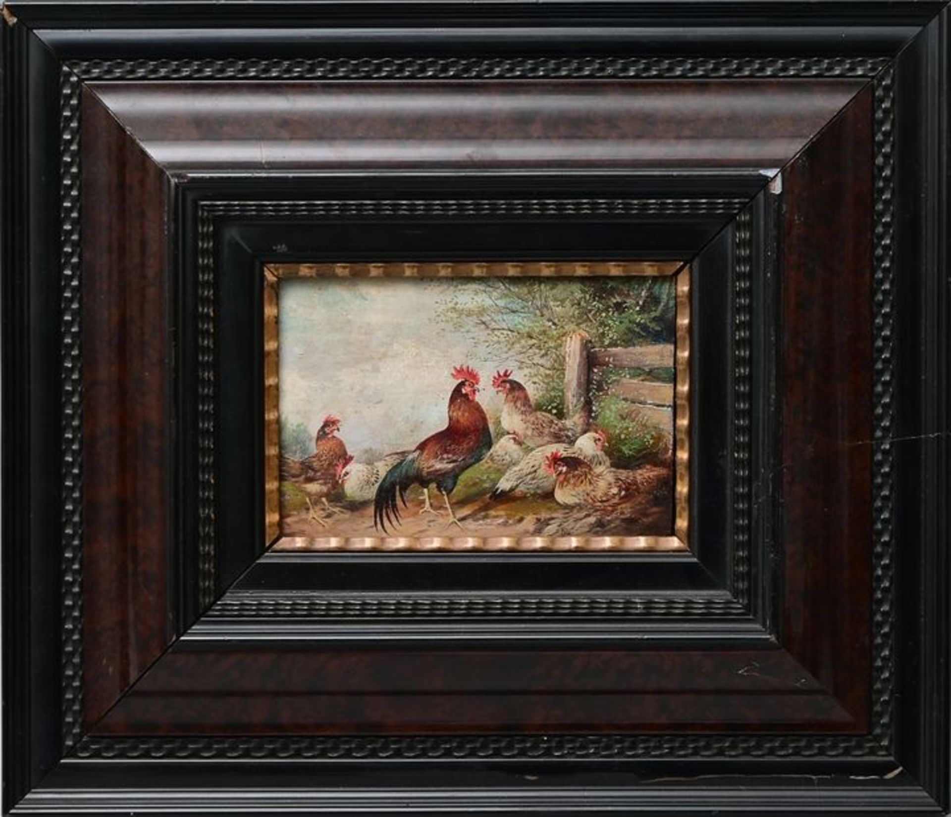Häugensen, M,. Hühner / painting, rooster with hens - Image 4 of 5
