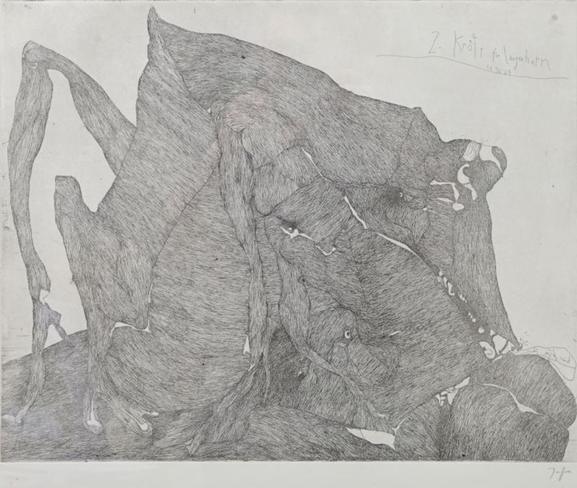 Janssen, Horst, "Zweite Kröte für Langenhorn" / Janssen, etching