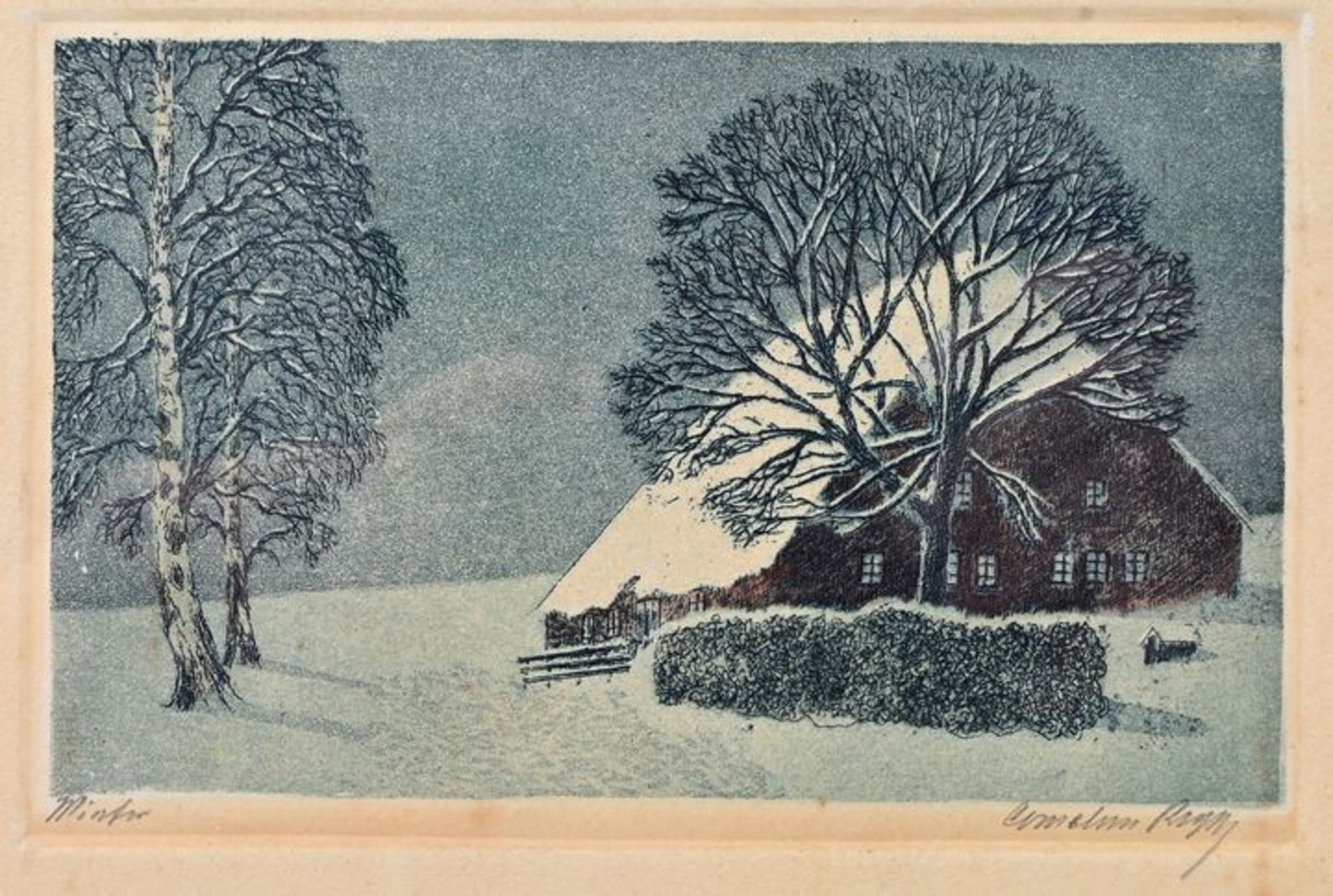 Aquatintadruck "Winter" / Aquatint print, "Winter"