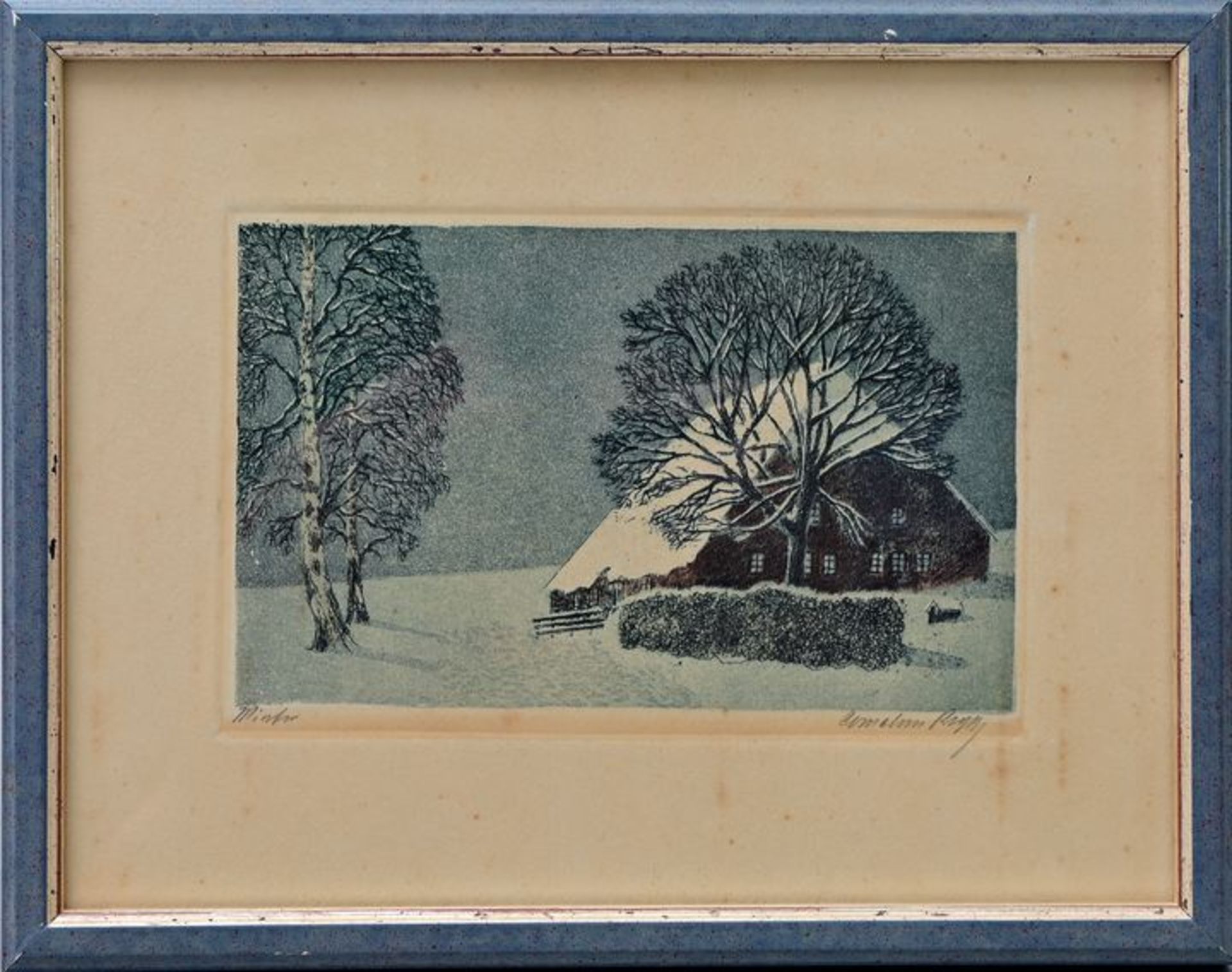 Aquatintadruck "Winter" / Aquatint print, "Winter" - Image 3 of 3