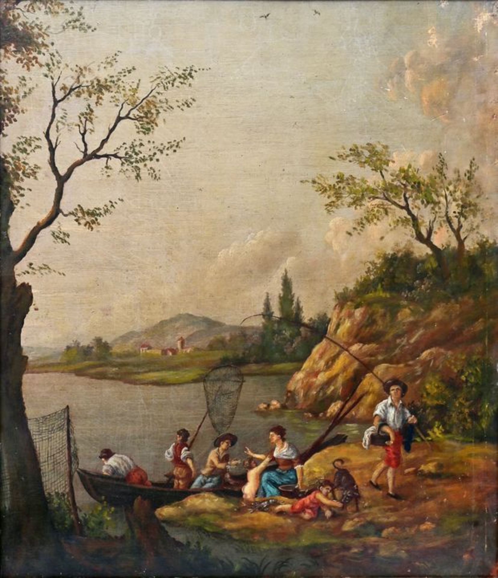 unbekannt, Szenische Darstellung / unknown, landscape with fishing family