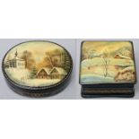 Zwei Lackdosen, R. B. Sokotov / two small lacquer boxes