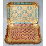Zwei Holztabletts mit orientalischem Muster / Two trays