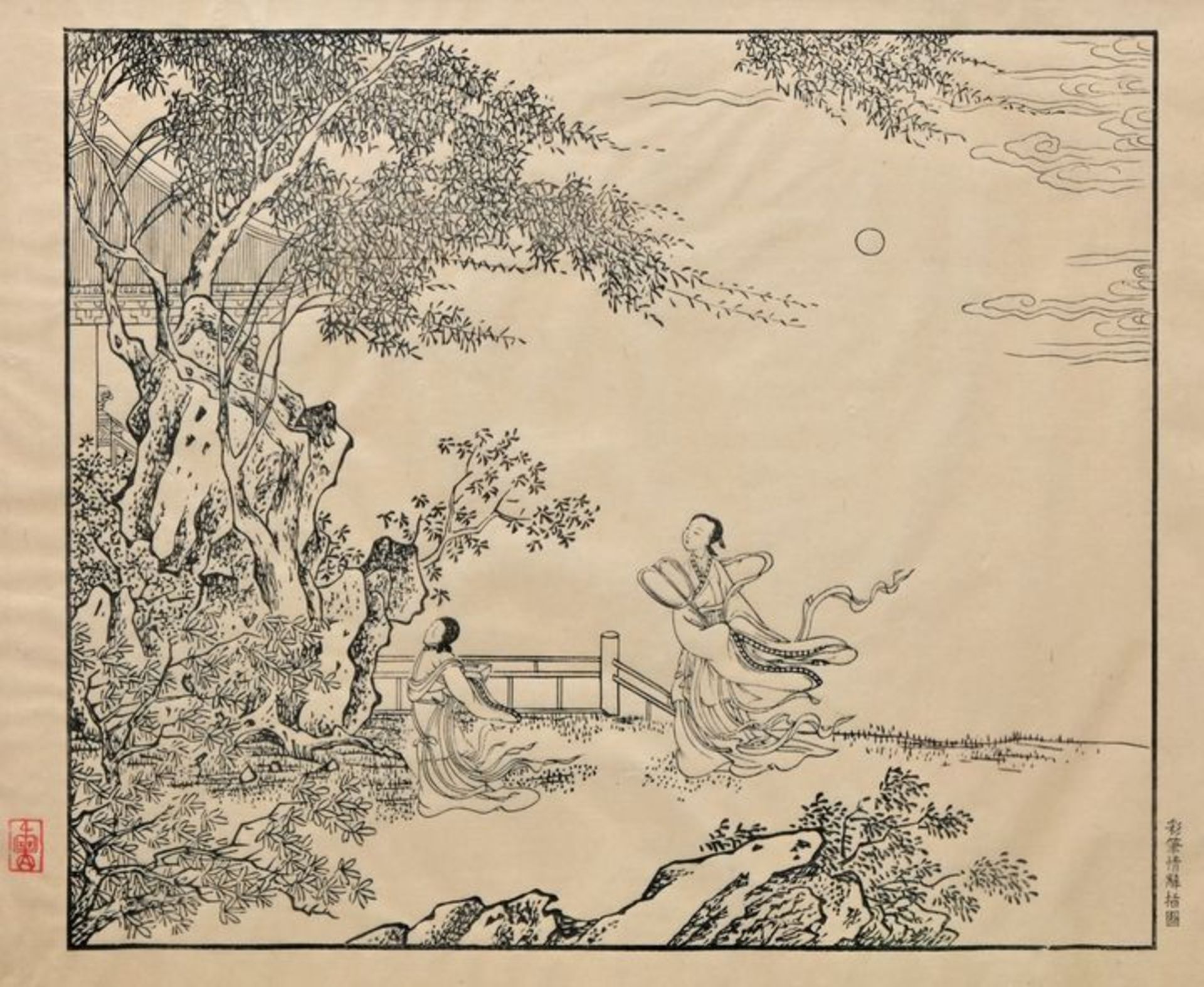 Unbekannter Holzschnitt-Künstler  Meiji, HS, Tänzerin / Woodcut