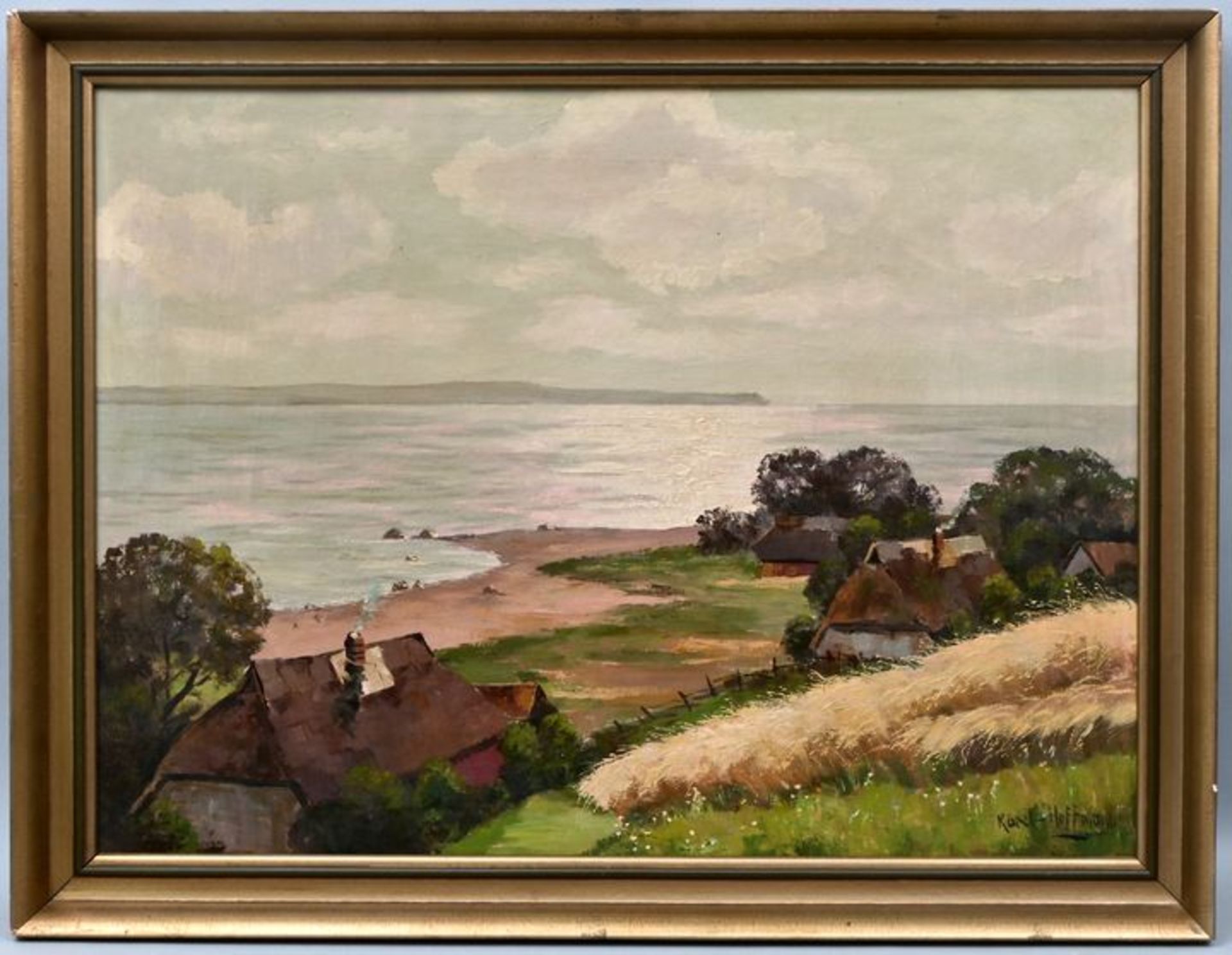 Hoffmann, Boddenlandschaft / Hoffmann, sea coastal landscape, painting - Bild 4 aus 5