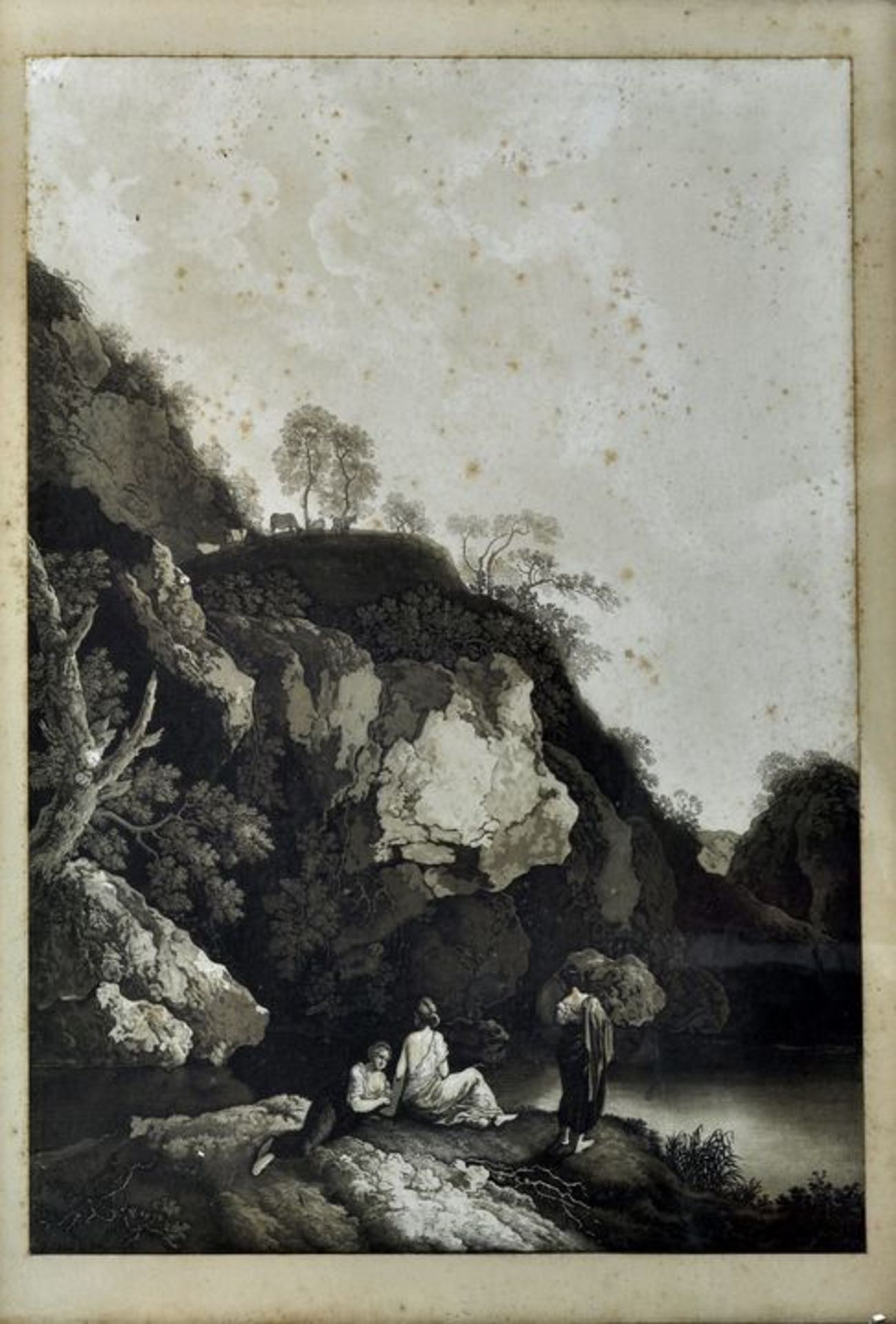 Prestel, Gebirgslandschaft mit Badenden / Mountainous landscape with female figures