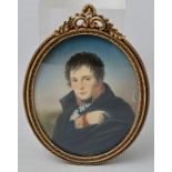 Miniaturbild in feinem Zierrahmen / Miniature painting in a fine decorative frame