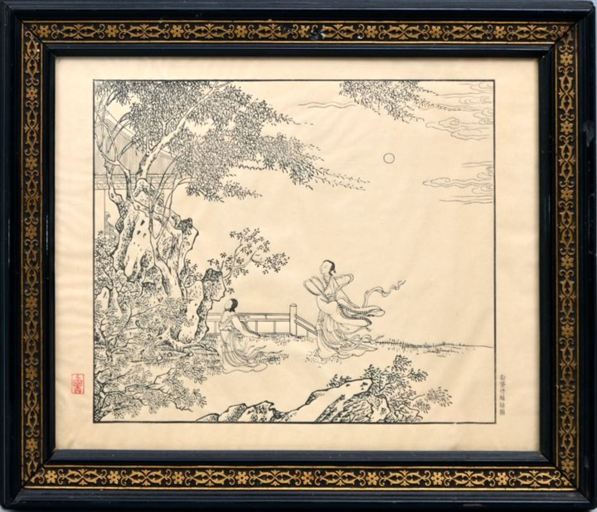 Unbekannter Holzschnitt-Künstler  Meiji, HS, Tänzerin / Woodcut - Bild 3 aus 3