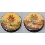 Zwei runde Lackdosen / two round lacquer boxes