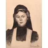 Wollanke, Kohle / Charcoal drawing of a young nurse