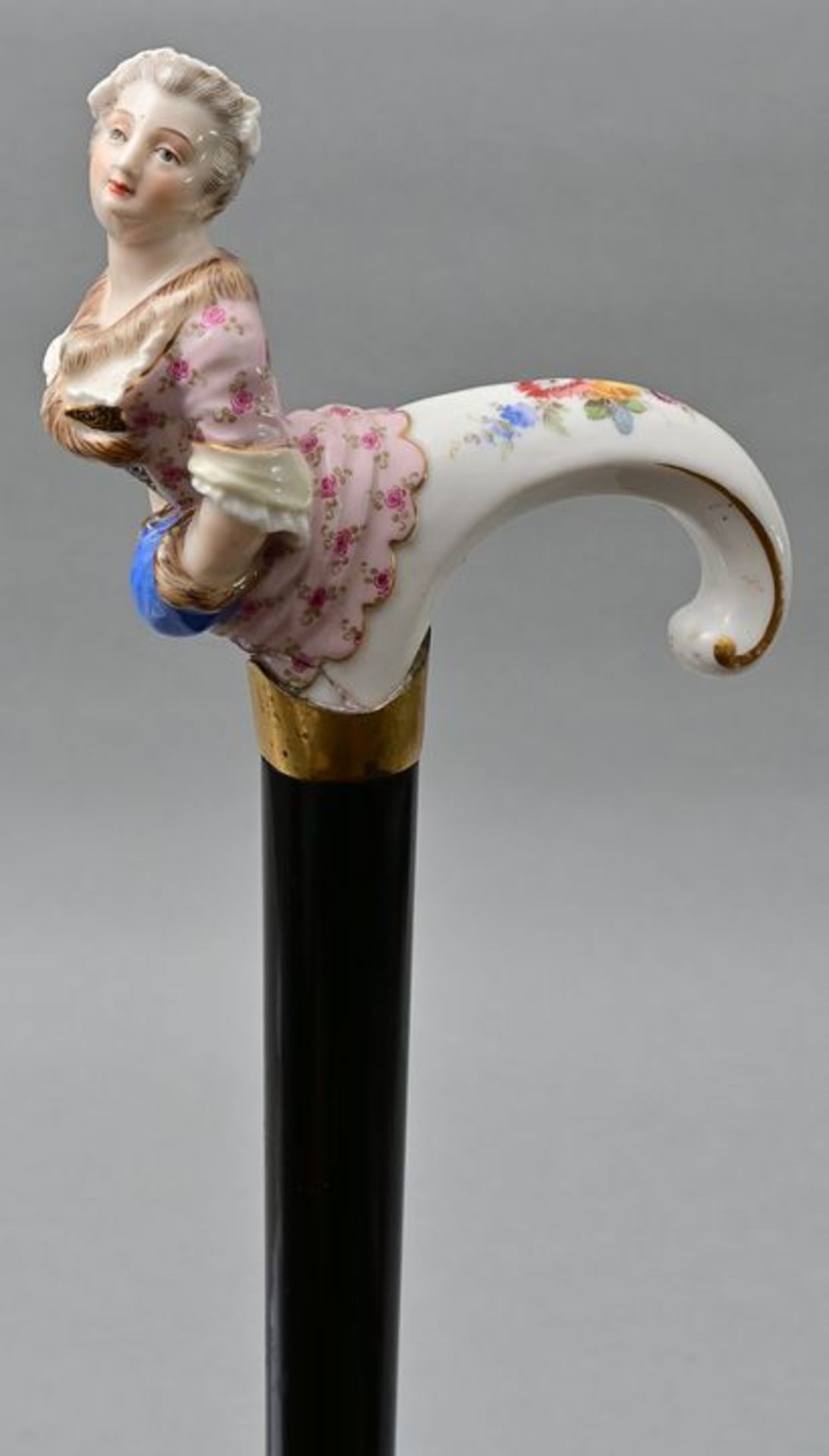 Spazierstock mit Porzellanknauf, Meissen / Cane - Image 2 of 7