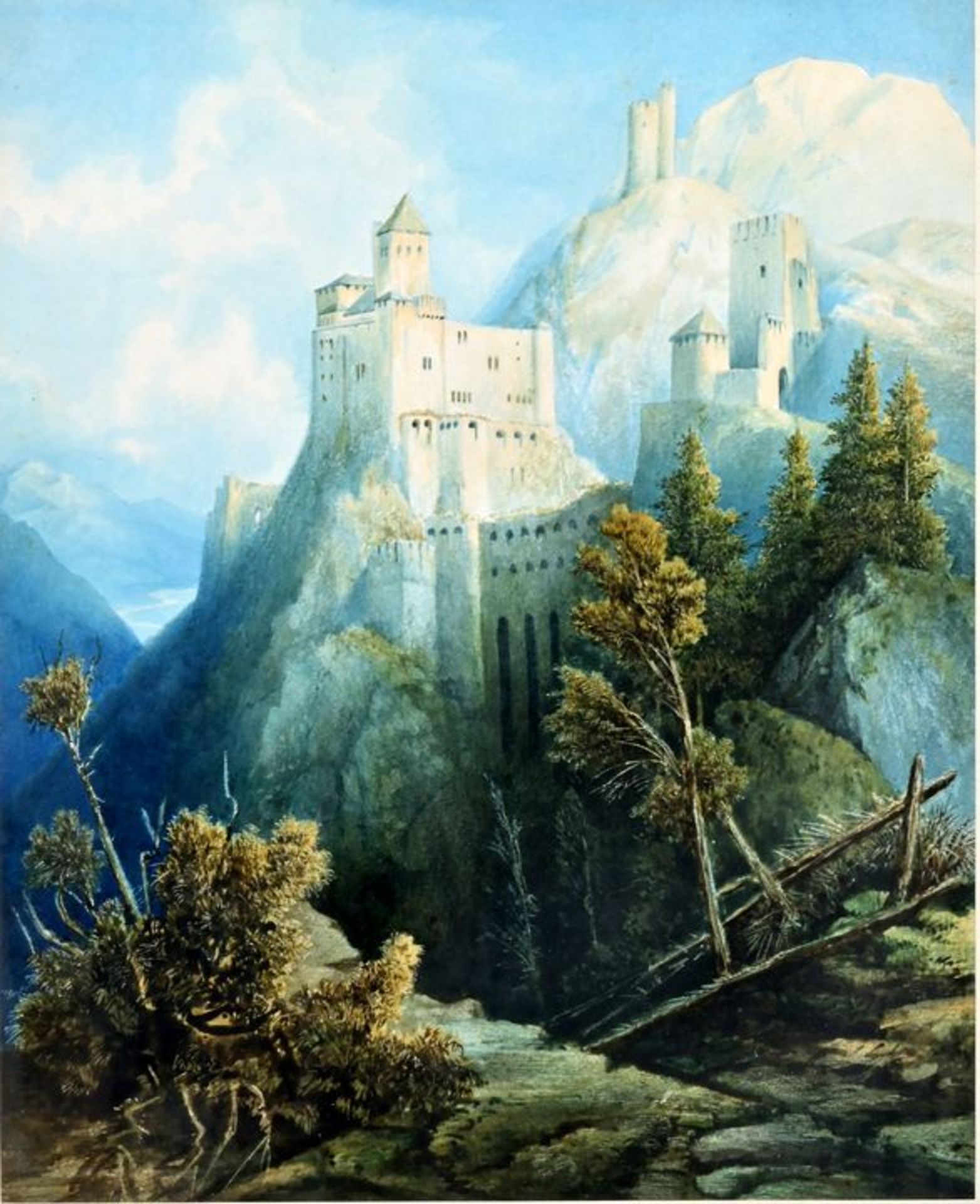 Biermann, Karl Eduard Aquarell "Alpenburg" / water colour