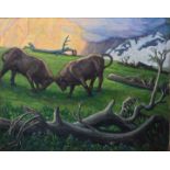 Ludwig von Hofmann: Kämpfende Stiere/ fighting bulls