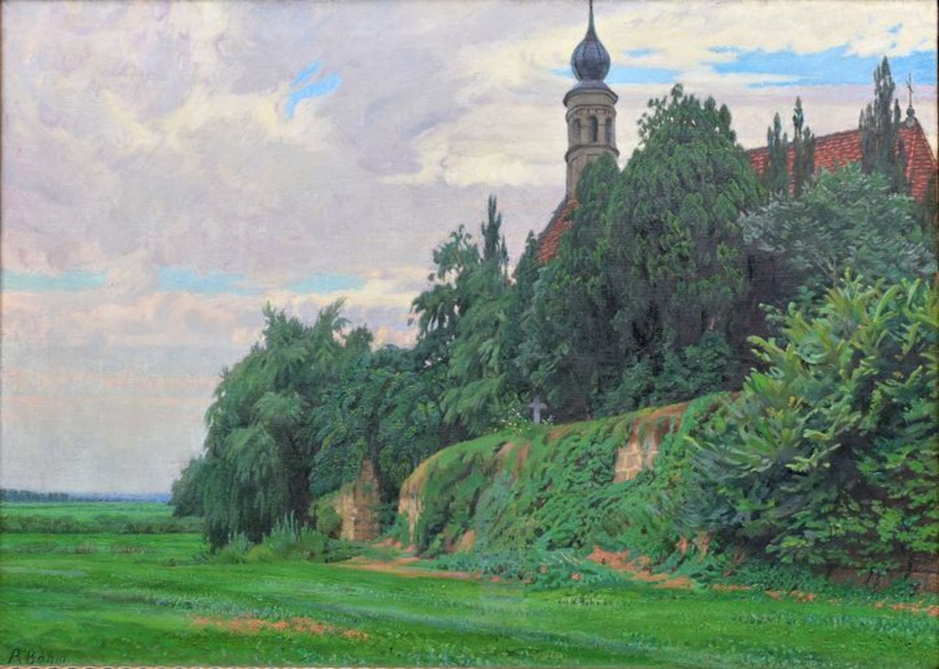 Böhm, Richard, Kirche von Hosterwitz / landscape