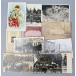 Konvolut Funeralpostkarten und Fotografien / set of funeral cards and photos