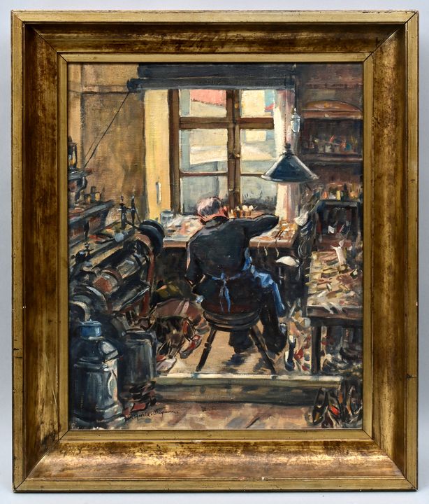 Pfaehler von Othegraven, Reinhard, Gem. "In der Schusterwerkstatt" / painting - Image 4 of 5