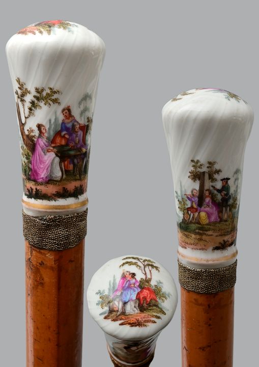 Flanierstock mit Porzellanknauf, Meissen / cane with porcelain knob