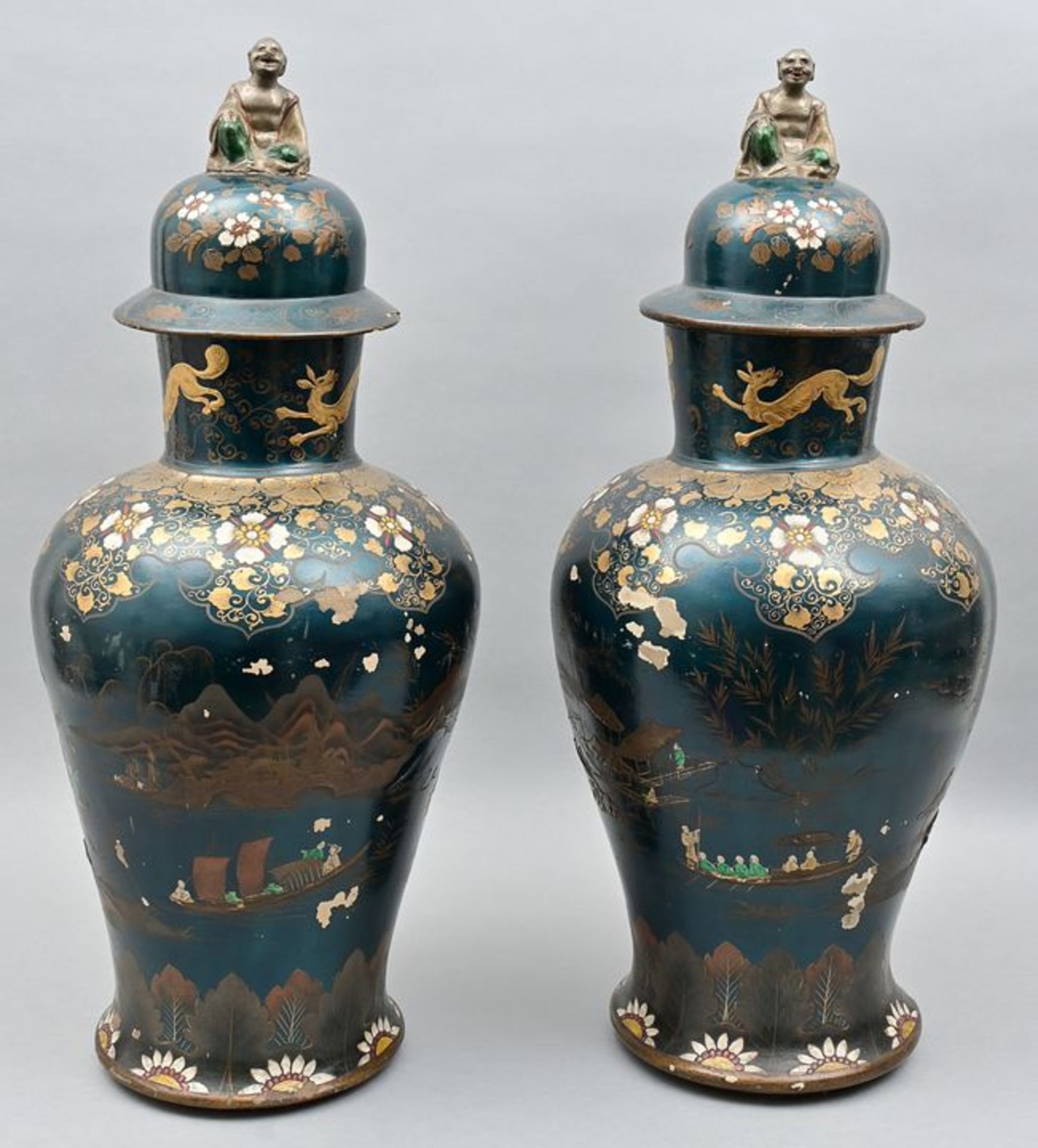 Paar Berliner Lackvasen/ Berlin lacquer vases