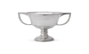 A SILVER TWIN HANDLED PEDESTAL CUP, WILMOT MANUFACTURING CO.