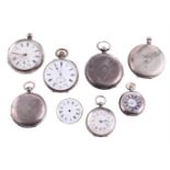 A COLLECTION OF WHITE METAL POCKET WATCHES