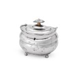 Y A GEORGE III SILVER OBLONG BALUSTER TEA CADDY, THOMAS WALLIS II