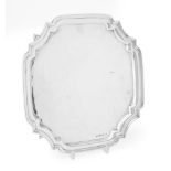 A SILVER SHAPED SQUARE SALVER, VINERS LTD