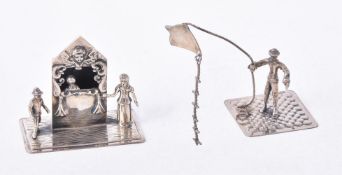 TWO DUTCH SILVER MINIATURES OR TOYS, PSEUDO AMSTERDAM MARKS