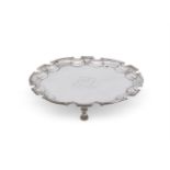 A GEORGE II SILVER SHAPED CIRCULAR WAITER, THOMAS FARREN