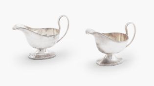 A PAIR OF SMALL SILVER SAUCE BOATS, WILLIAM HUTTON & SONS