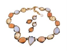 PERCOSSI PAPI, SILVER GILT, AGATE AND CITRINE NECKLACE