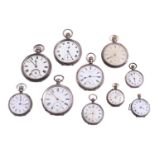 A COLLECTION OF WHITE METAL POCKET WATCHES