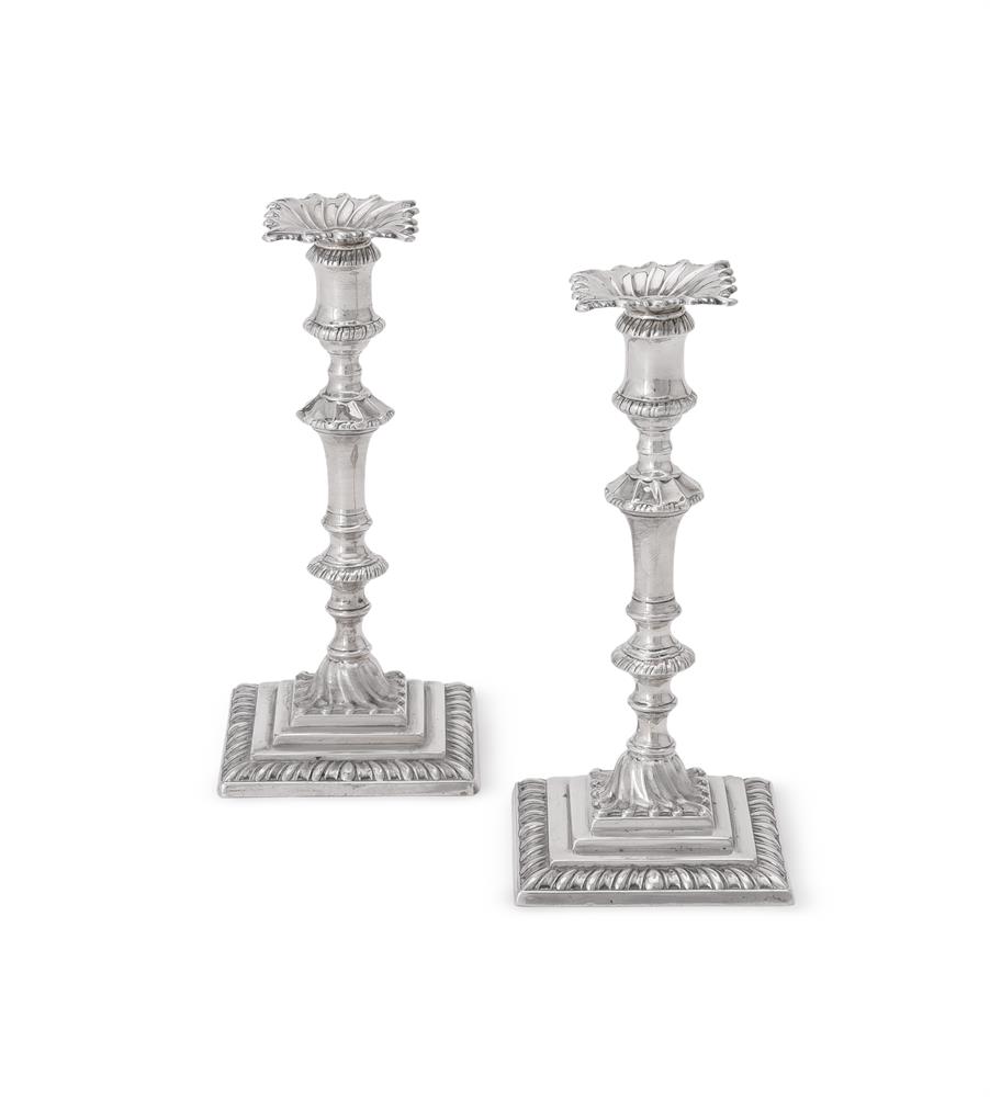 A PAIR OF SILVER TAPERSTICKS IN MID GEORGIAN STYLE WALKER & HALL