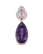 AN AMETHYST AND DIAMOND PENDANT