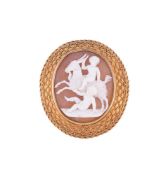 A MID VICTORIAN SHELL CAMEO BROOCH, CIRCA 1870