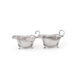 A PAIR OF SILVER SHAPED OVAL SAUCE BOATS, WILLIAM SUCKLING LTD.