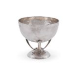 AN ARTS AND CRAFTS HAMMERED SILVER PEDESTAL BOWL, MAPPIN & WEBB