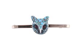 A VICTORIAN OWL BAR BROOCH