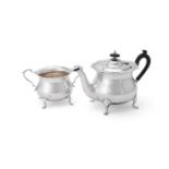 A SILVER BALUSTER TEA POT AND SUGAR BOWL, WALKER & HALL