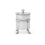 AN EDWARDIAN SILVER CYLINDRICAL PRESERVE POT, WILLIAM HUTTON & SONS LTD