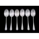 A SET OF SIX SILVER HANOVERIAN RAT-TAIL DESSERT SPOONS, ROBERTS & BELK