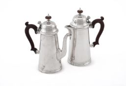 A PAIR OF SILVER SLIGHTLY TAPERING CAFE AU LAIT POTS, POSTON PRODUCTS LTD.