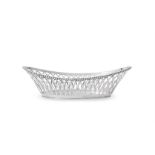 A LATE VICTORIAN SILVER NAVETTE SHAPE BASKET, WILLIAM HUTTON & SONS LTD