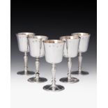 FIVE SILVER GOBLETS IN CHARLES II STYLE, C. J. VANDER LTD