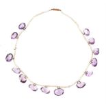 A VICTORIAN AMETHYST AND SEED PEARL NECKLACE