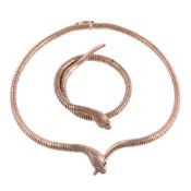 CROPP & FARR, A 9 CARAT GOLD SERPENT NECKLACE AND BRACELET, BIRMINGHAM AND CHESTER 1958