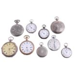 A COLLECTION OF WHITE METAL POCKET WATCHES