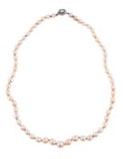 A CULTURED PEARL NECKLACE WITH ROSE CUT DIAMOND CLASP